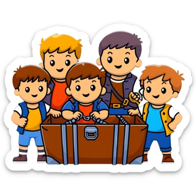 group of kids from the Goonies finding pirate treasure sticker