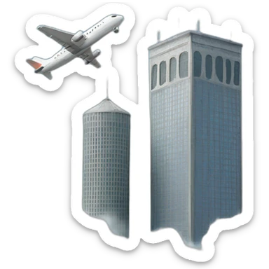 twintower and plane  sticker