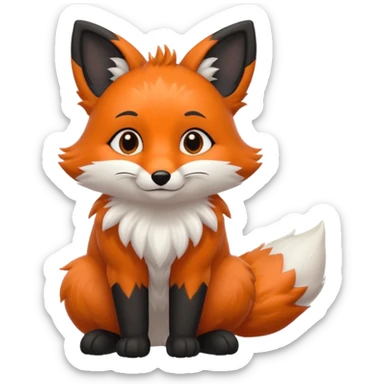 Floofy the Creampuff fox blackish gray fur color chubby Black paws orange color 3 tails sticker