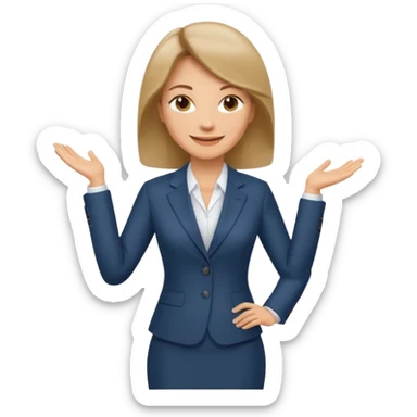 business woman with characters in her forties in full suit dark blond hair standing sticker