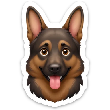 cartoon style dark German Shepherd dog with longer tongue hanging out  sticker