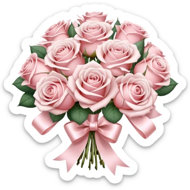 beautiful large aesthetic bouquet of roses in vintage style of white and powder pink color obligatory pearl silk ribbon  sticker