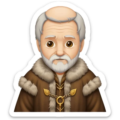 Old man wear Medieval fur coat sticker