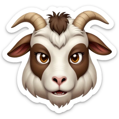 Very angry frowning goat with eyebrows agry sticker