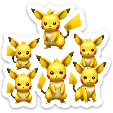 Shiny Colorful Pichu-Raichu-Zeraora sticker
