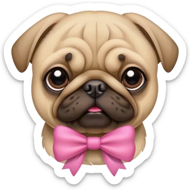 Pug with pink bow  sticker