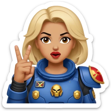 woman space marine crossed out middle finger and face with tongue out wink eye sticker
