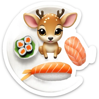 Baby deer with sushi sticker