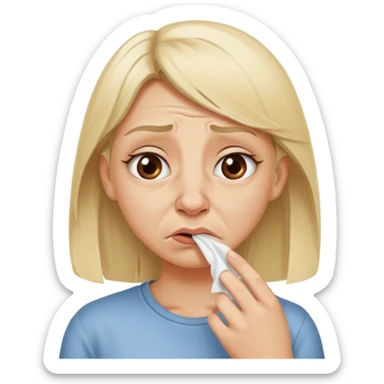 white blonde girl smells a bad odour  sticker