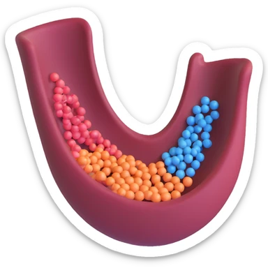 simple 3D illustration of a biomembrane with double phospholipid layer, a channel protein, small particles or arrows indicating transport through the channel, educational and easy to interpret sticker