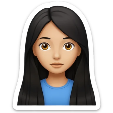 girl with black straight long hair with tan skin sticker