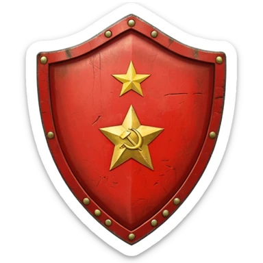 generate a very realistic shield with the USSR flag sticker