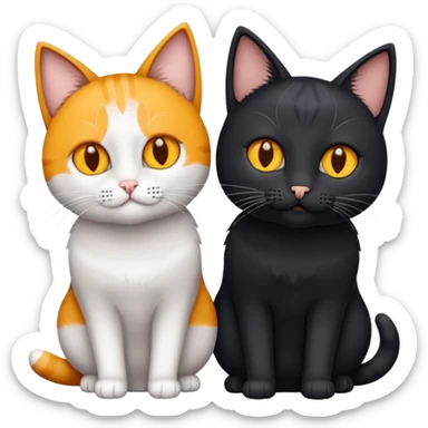 Gato preto do olho amarelo, e branco do olho azul juntos um do lado do outro sticker