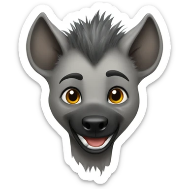 Gray female hyena with hawk hair style grinning  sticker