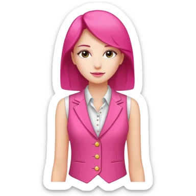 a stylish women’s vest, sleeveless, elegant and decorative design, in a bright pink color with small cute details, feminine and fancy look, no background sticker