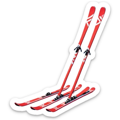 An icon featuring a pair of skis crossed over a snowy mountain backdrop. The design includes ski poles and snowflakes, symbolizing the thrill and speed of skiing. Transparent background highlights the winter sports spirit and the adventure of the slopes. sticker