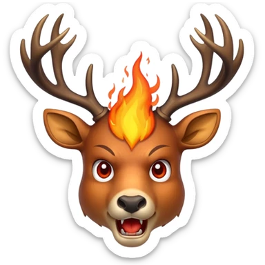 deer angry in fire bigger five sticker