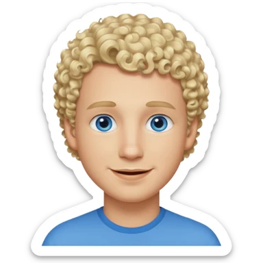 Man with blue eyes, short curly blonde hair and thick lips sticker