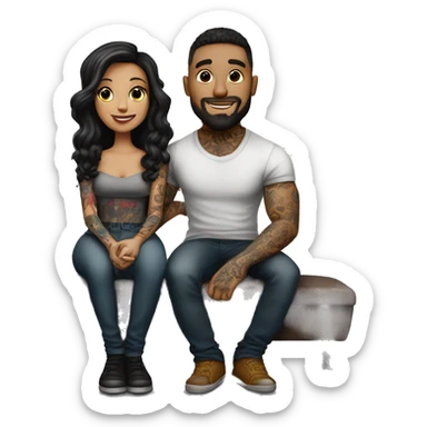 Romantic movie theater date for beautiful tattooed couple sticker