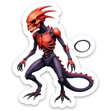 Shiny Futuristic Badass Demonic Spectral Dusky Spooky Skull-faced Cool Hot Stylish Handsome Alien-Salandit-Darkrai-Genesect-Fakémon-fusion (full body) sticker