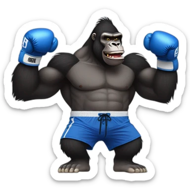 One Piece-style arched back gorilla with boxing gloves and white nike "air force one". sticker
