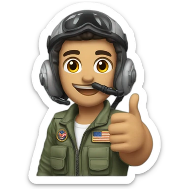 fighter pilot in maverick style giving thumbs up sticker