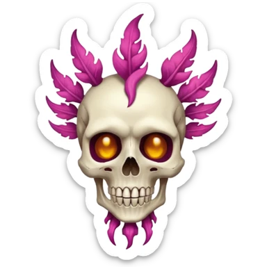 Magenta Skinny skull-faced skeletal Skeleton-Flareon-fairy sticker