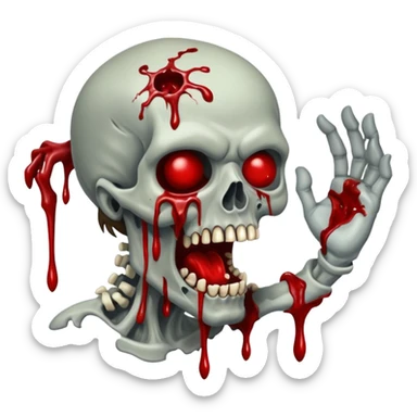 Alaskan Zombies 🧟‍♂️ reaching out, attacking and biting. Covered in blood and rotting flesh, in the style of your bleeding skull art. sticker