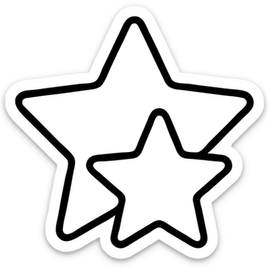 purple star outlined with a yellow star overlay, outlined icon style sticker