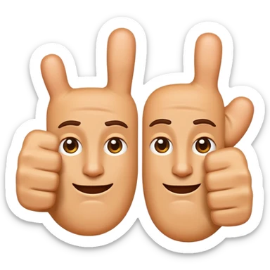 Design a single emoji that merges thumbs-up and thumbs-down into one clear glyph (ambivalent reaction). Use a flat emoji style, clean vector edges, center composition, 1:1 canvas, transparent background. The two thumbs interlock in a yin-yang style or a split-down-the-middle hybrid,  sticker
