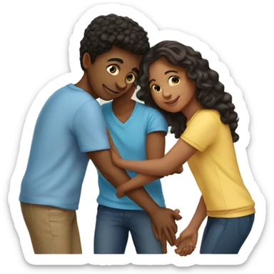 Four siblings putting hands together  sticker