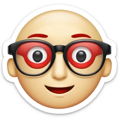 Red Glasses with subtle shine and curved frame edges. sticker