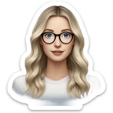 Shoulder length Balayage pale model lady with glasses and blue eyes  sticker