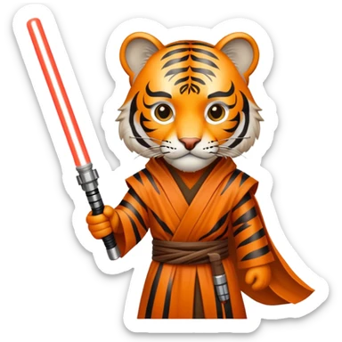 Tiger jedi knight with lightsaber sticker