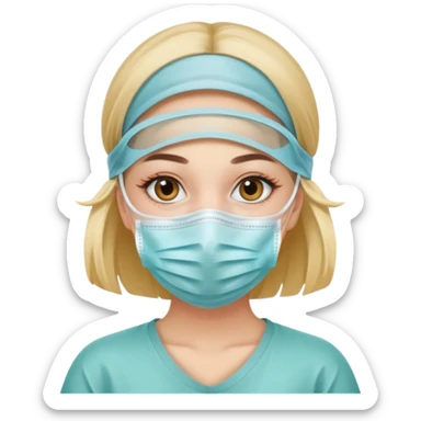 a beautiful girl wearing surgical mask sticker