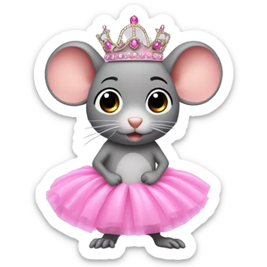 Rat with pink tutu and tiara sticker