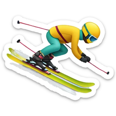 downhill skis in a crisscross formation sticker