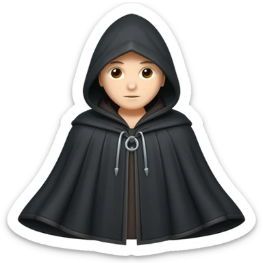 hooded cloak object icon, dark fabric cloak with deep hood, fantasy style, soft folds, 3D cartoon, mobile game icon style, centered, clean background, soft shadow, no text, no watermark
 
 sticker