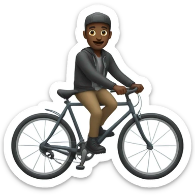 Black man riding bicycle on a misty day  sticker