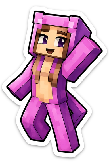 Extract the pink character in the center from the image as a separate image with a transparent background, preserving details and colors. sticker