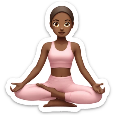 brown skin yoga girl light pink clothes n sticker