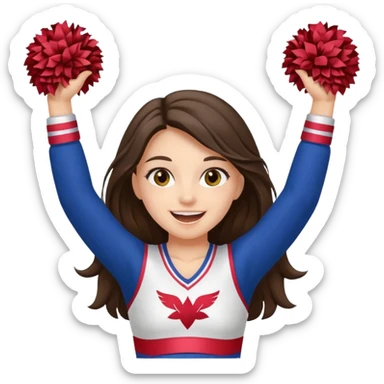 happy long haired brunette girl hazel eyes cheerleader cheering sticker