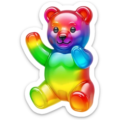 A neon rainbow gummy bear sticker