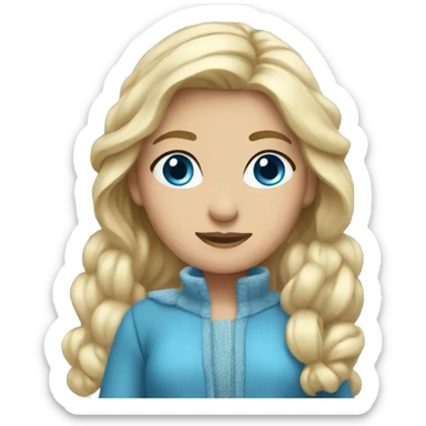 Winter Outfit, blond princess with blue eyes sticker