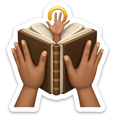 bible with different skin coloured hands on it shoing anti racism sticker