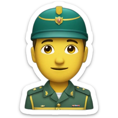 militar with a yellow helmet and teal uniform sticker