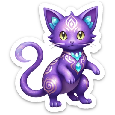 Shiny Magical Elemental Purrloin-Delcatty-Pokémon-Fakémon-hybrid-creature (full body) sticker