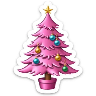 pink christmas tree sticker