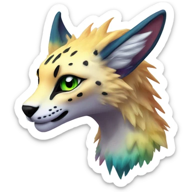 Epic Edgy Colorful ethereal eldritch Sergal-Serval-Fionbri sticker