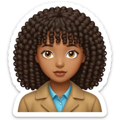 black girl with curly hair and bangs sticker